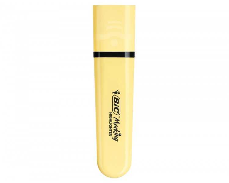 Rotulador bic flat fluorescente amarillo pastel caja de 12 unidades