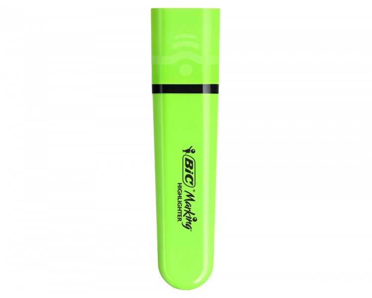 Rotulador bic flat fluorescente verde neon caja de 12 unidades
