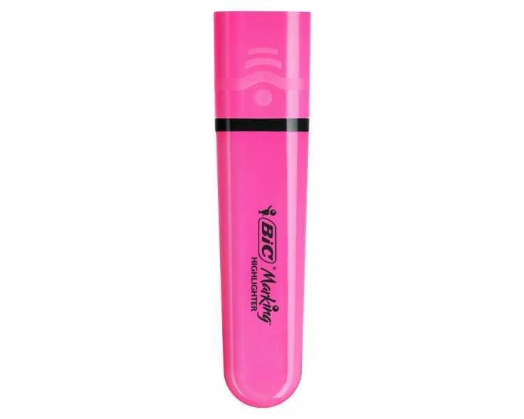 Rotulador bic flat fluorescente rosa neon caja de 12 unidades