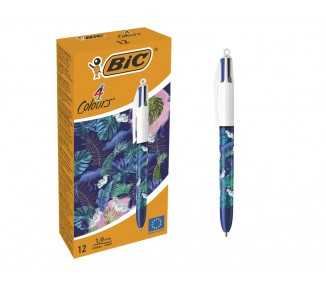 Boligrafo bic cuatro colores botanico punta de 1 mm caja de 12 unidades