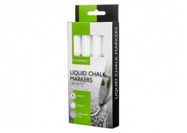 Rotulador q-connect tiza liquida punta redonda trazo 3 mm caja de 4 unidades color blanco