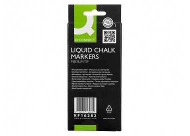 Rotulador q-connect tiza liquida punta redonda trazo 3 mm caja de 4 unidades color blanco