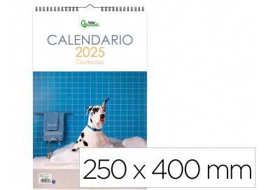Calendario espiral pared liderpapel imagenes perros 2025 para escribir 25x40 cm papel 157 gr