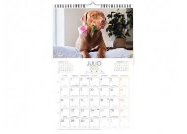Calendario espiral pared liderpapel imagenes perros 2025 para escribir 25x40 cm papel 157 gr