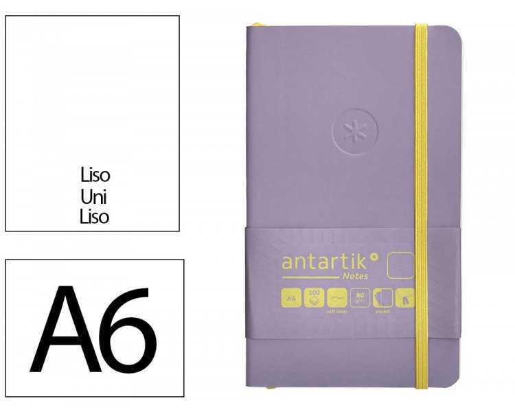 Cuaderno con gomilla antartik notes tapa blanda a6 hojas lisas morado y amarillo 100 hojas 80 gr fsc