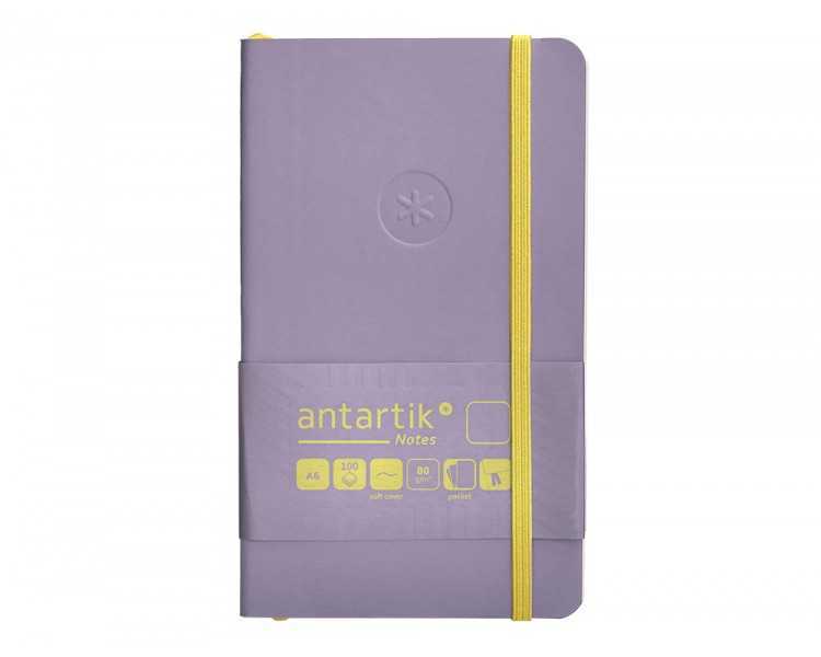Cuaderno con gomilla antartik notes tapa blanda a6 hojas lisas morado y amarillo 100 hojas 80 gr fsc