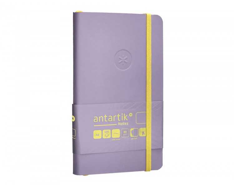 Cuaderno con gomilla antartik notes tapa blanda a6 hojas lisas morado y amarillo 100 hojas 80 gr fsc
