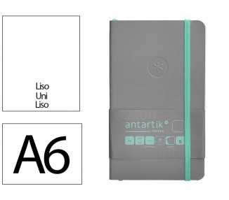 Cuaderno con gomilla antartik notes tapa blanda a6 hojas lisas gris y turquesa 100 hojas 80 gr fsc