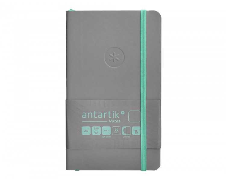 Cuaderno con gomilla antartik notes tapa blanda a6 hojas lisas gris y turquesa 100 hojas 80 gr fsc