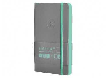 Cuaderno con gomilla antartik notes tapa blanda a6 hojas lisas gris y turquesa 100 hojas 80 gr fsc