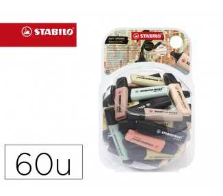 Rotulador stabilo boss pastel fluorescente 70 nature colors bombonera de 60 unidades colores surtidos