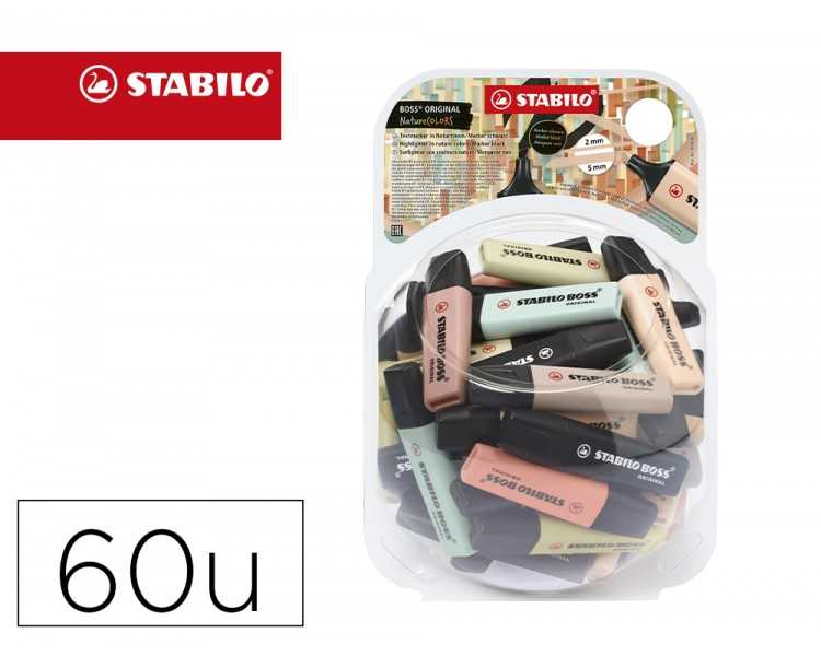 Rotulador stabilo boss pastel fluorescente 70 nature colors bombonera de 60 unidades colores surtidos