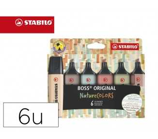 Rotulador stabilo boss pastel fluorescente 70 nature colors estuche de 6 unidades colores surtidos