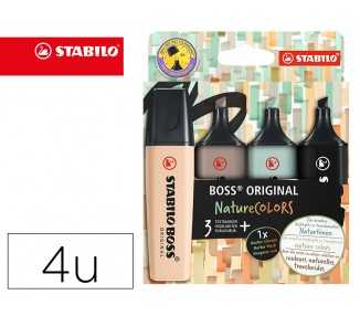 Rotulador stabilo boss pastel fluorescente 70 nature colors estuche de 4 unidades colores surtidos