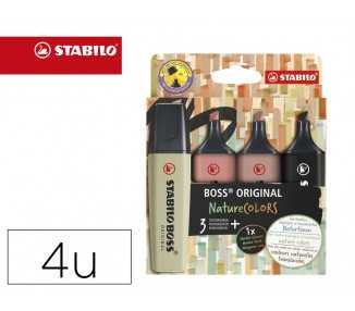 Rotulador stabilo boss pastel fluorescente nature 70 colors estuche de 4 unidades colores surtidos