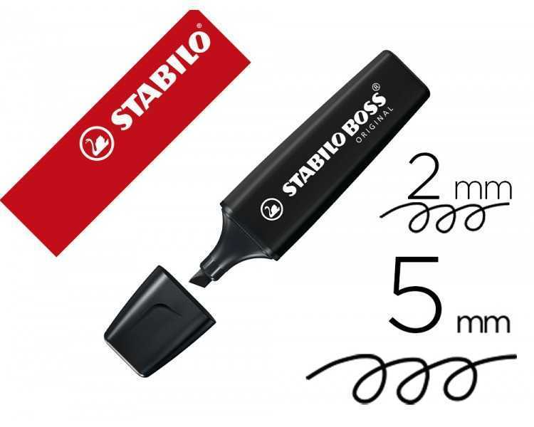 Rotulador stabilo boss pastel fluorescente nature colors negro