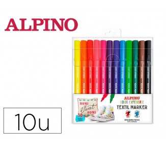 Rotulador alpino textil marker color experience estuche de 10 unidades colores surtidos