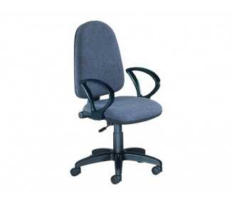 Silla rocada de oficina brazos fijos base nylon respaldo y asiento tela ignifuga gris