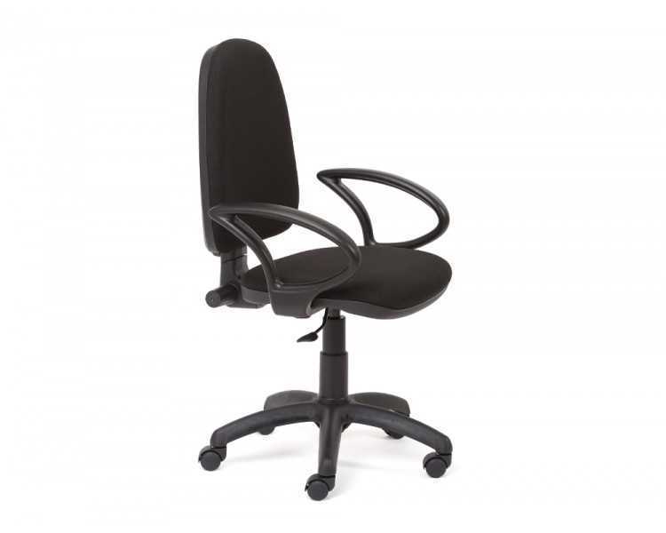 Silla rocada de oficina brazos fijos base nylon respaldo y asiento tela ignifuga negro
