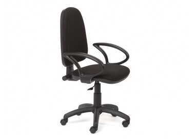 Silla rocada de oficina brazos fijos base nylon respaldo y asiento tela ignifuga negro