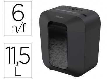 Destructora de documentos fellowes lx25 capacidad 6h seguridad p4 grapas clips y tarjetas papelera 11,5 l