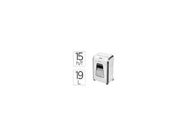 Destructora de documentos fellowes 15c capacidad 15h seguridad p4 grapas clips y tarjetas papelera 19 l