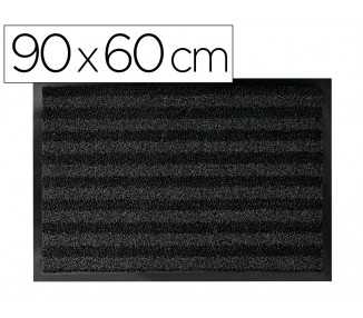 Alfombra para suelo q-connect premium para interiores antideslizante fibra polipropileno y fieltro gris 90x60 cm