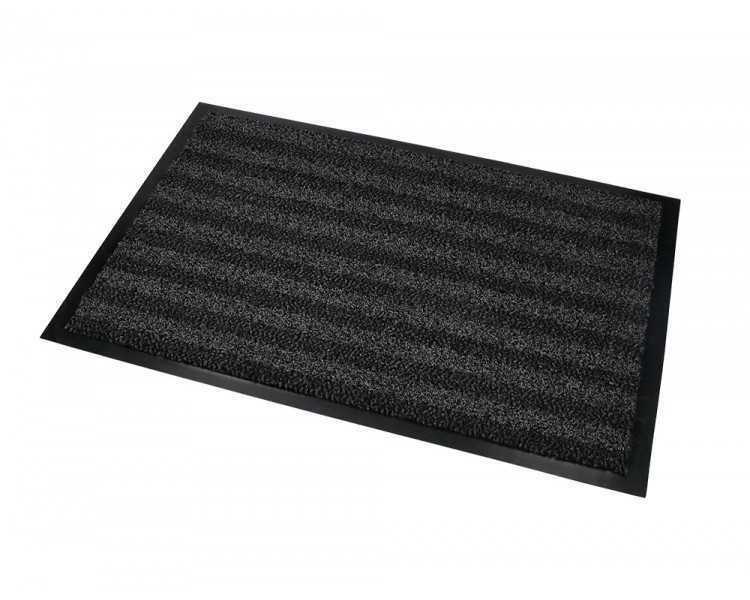Alfombra para suelo q-connect premium para interiores antideslizante fibra polipropileno y fieltro gris 90x60 cm