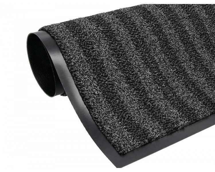 Alfombra para suelo q-connect premium para interiores antideslizante fibra polipropileno y fieltro gris 90x60 cm