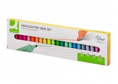 Rotulador q-connect fluorescente punta biselada estuche de sobremesa 23 unidades colores surtidos