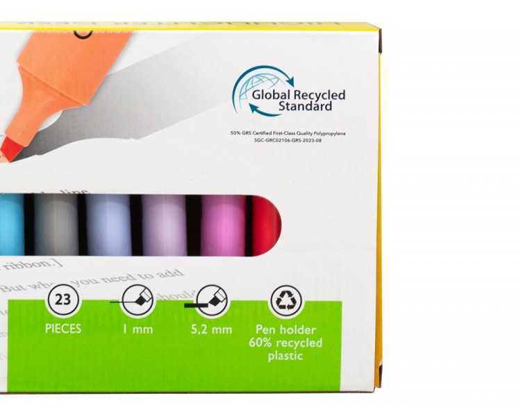 Rotulador q-connect fluorescente punta biselada estuche de sobremesa 23 unidades colores surtidos