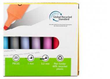 Rotulador q-connect fluorescente punta biselada estuche de sobremesa 23 unidades colores surtidos