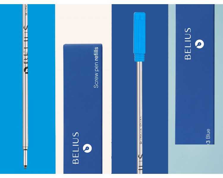 Recambio boligrafo belius con rosca azul caja 3 unidades