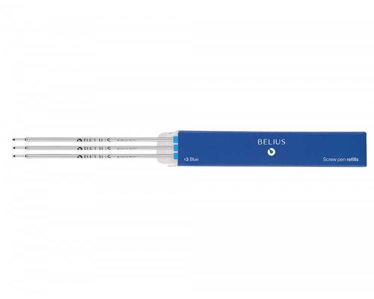 Recambio boligrafo belius con rosca azul caja 3 unidades