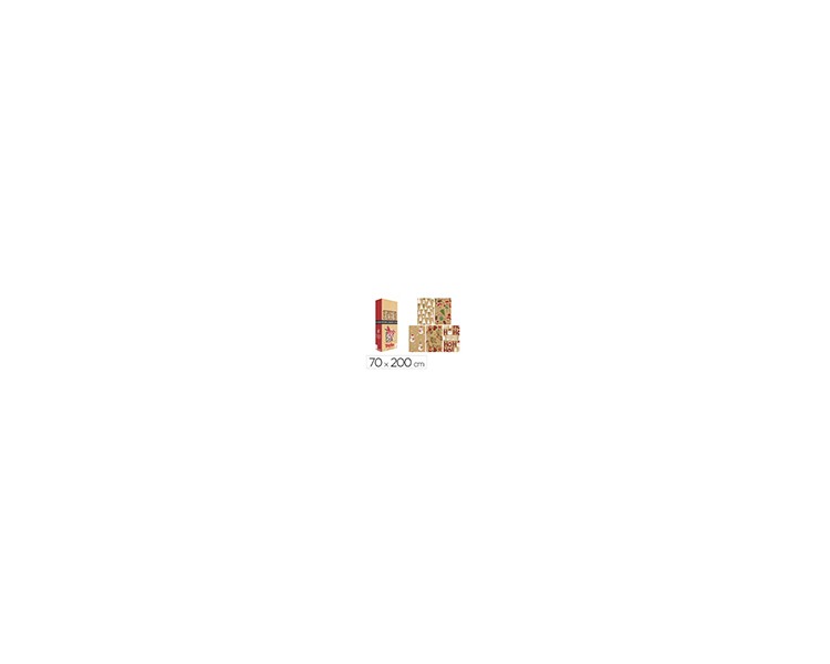 Papel de regalo basika kraft navidad rollo ancho 70 cm longitud 2 m diseños surtidos gramaje 50 gr