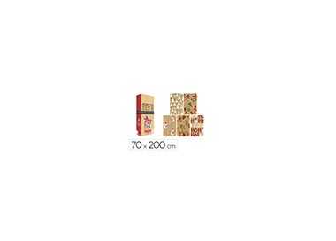 Papel de regalo basika kraft navidad rollo ancho 70 cm longitud 2 m diseños surtidos gramaje 50 gr