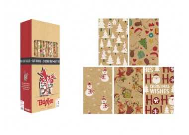 Papel de regalo basika kraft navidad rollo ancho 70 cm longitud 2 m diseños surtidos gramaje 50 gr