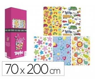 Papel de regalo basika infantil rollo ancho 70 cm longitud 2 m diseños surtidos gramaje 60 gr