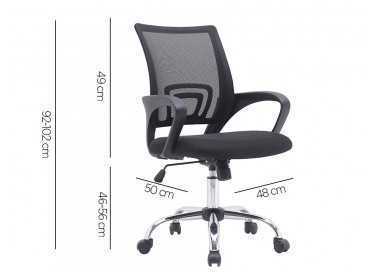 Silla q-connect oficina siena malla base metalica alt max 1000 anc 560 prof 570 ruedas premium color negro