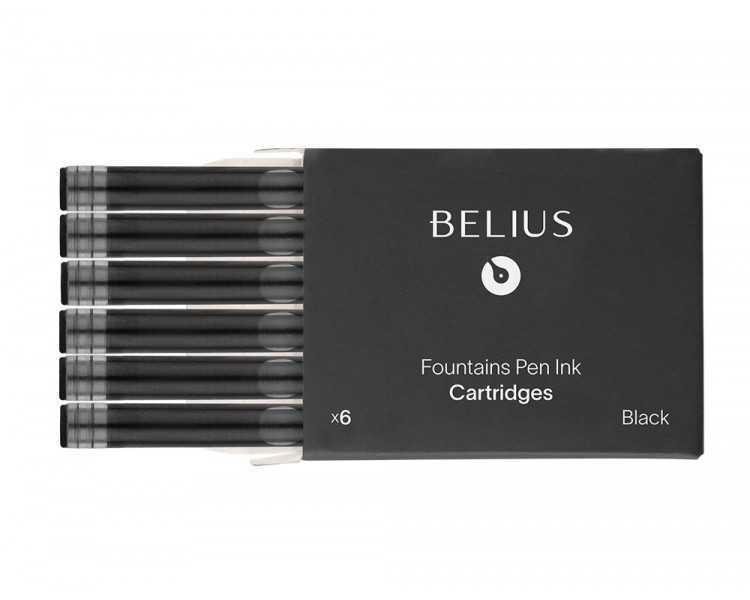 Tinta estilografica belius negro caja 6 cartuchos