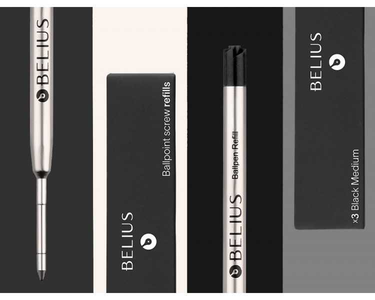 Recambio boligrafo belius negro 0,8 mm caja 3 unidades