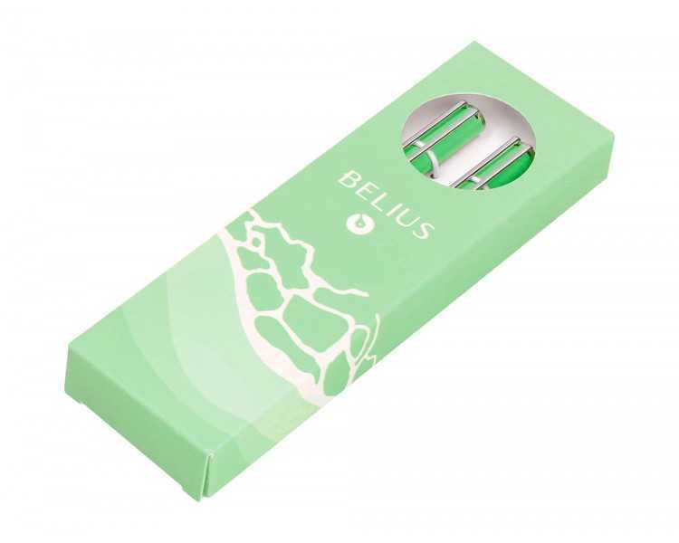 Juego boligrafo y roller belius endless summer aluminio color verde y plateado tinta azul caja de diseño