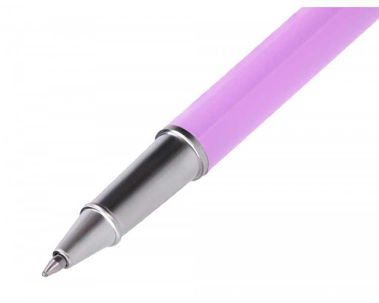 Juego boligrafo y roller belius endless summer aluminio color morado y plateado tinta azul caja de diseño