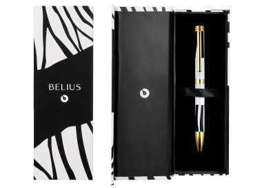 Boligrafo belius dualita cuerpo blanco color negro tinta azul caja de diseño Boligrafo belius dualita cuerpo blanco color negro tinta azul caja de diseño