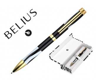 Boligrafo belius dualita cuerpo negro color blanco tinta azul caja de diseño