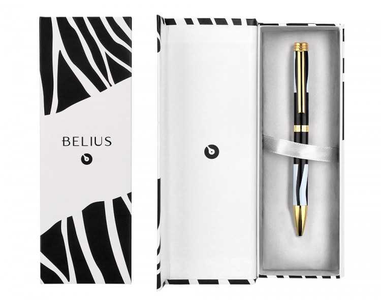 Boligrafo belius dualita cuerpo negro color blanco tinta azul caja de diseño