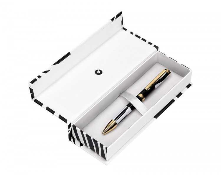 Boligrafo belius dualita cuerpo negro color blanco tinta azul caja de diseño