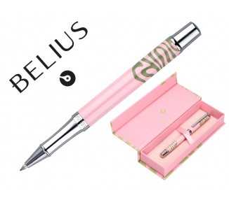 Roller belius ink dreams aluminio color rosa y verde matcha plateado frase interior tinta negra caja de diseño