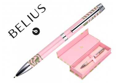 Boligrafo belius ink dreams aluminio color rosa y verde matcha plateado frase interior tinta azul caja de diseño