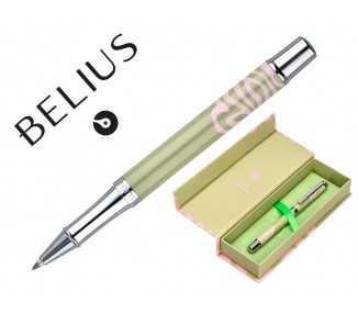 Roller belius ink dreams aluminio color verde matcha y rosa plateado frase interior tinta negra caja de diseño